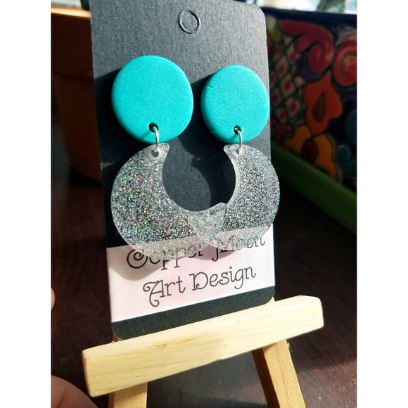 Handmade Moon Statement Earrings. - Picture 1 of 2